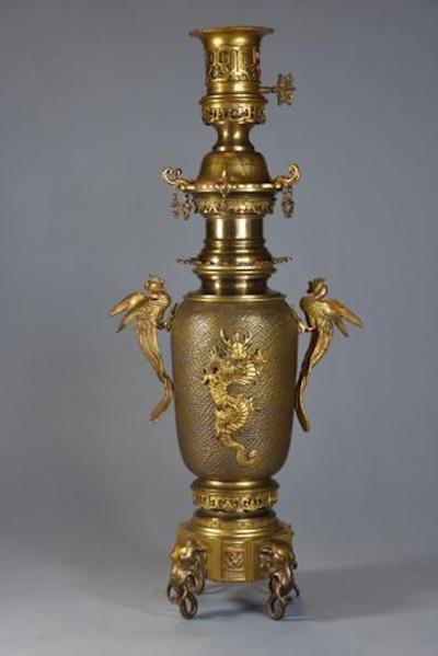 Fine quality French Japonisme style bronze incense burner set