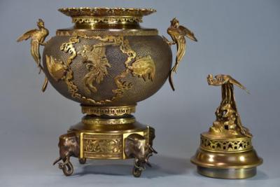 Fine quality French Japonisme style bronze incense burner set