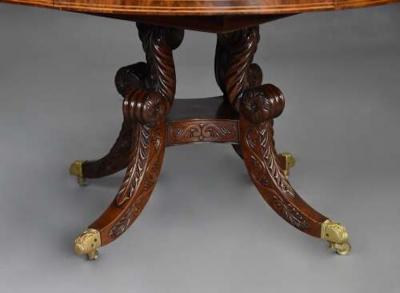 Fine quality early 19thc Regency mahogany drum table possibly Irish