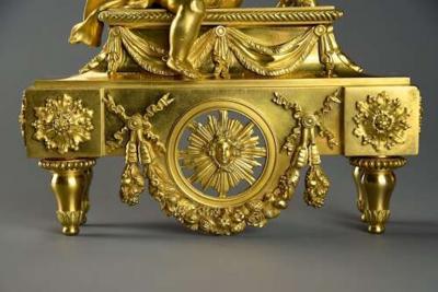 Fine quality late 19thC Louis XIV style ormolu figural chenets or fire dogs