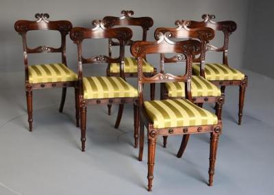 Fine quality set of six Regency rosewood dining chairs