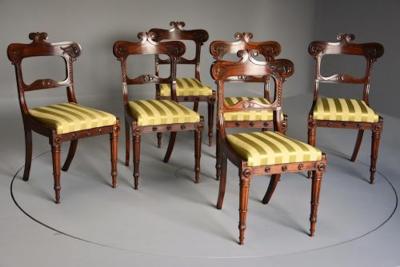 Fine quality set of six Regency rosewood dining chairs