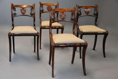 Fine quality set of thirteen Regency simulated rosewood dining chairs