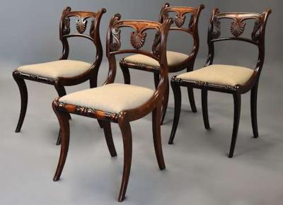 Fine quality set of thirteen Regency simulated rosewood dining chairs