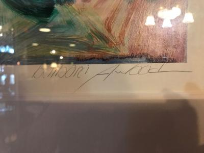 Finely Framed and Matted Lithograph by Barbara Wood Woman with Hat and Flowers