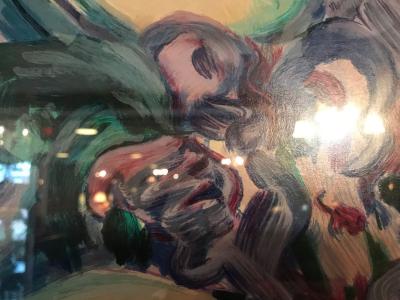 Finely Framed and Matted Lithograph by Barbara Wood Woman with Hat and Flowers