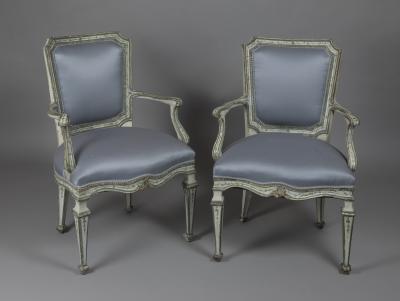 Finely Painted Pair of Louis XVI Venetian Armchairs