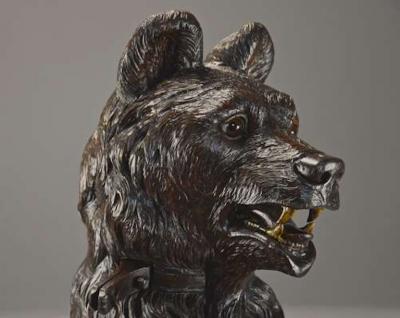 Finely carved late 19th century Black Forest hall stand of a bear