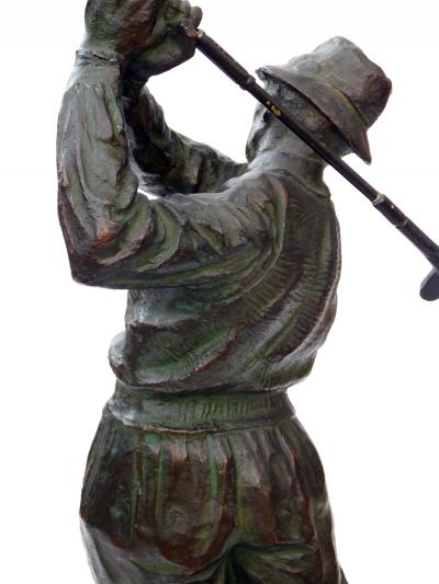 Finely modeled Vintage Patinated Bronze Figure of a Golfer