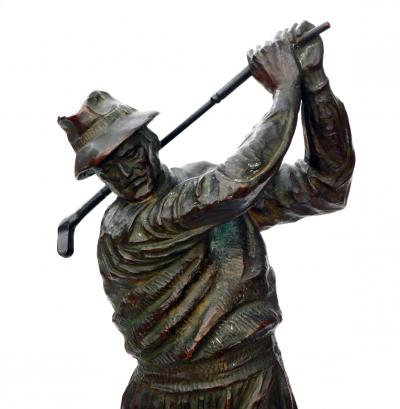 Finely modeled Vintage Patinated Bronze Figure of a Golfer
