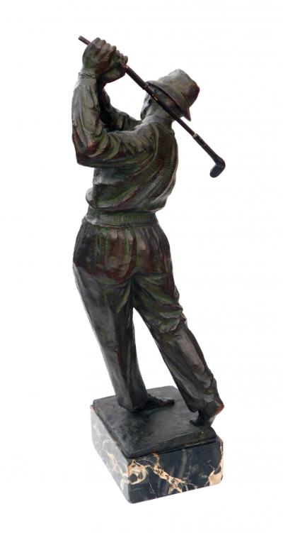 Finely modeled Vintage Patinated Bronze Figure of a Golfer