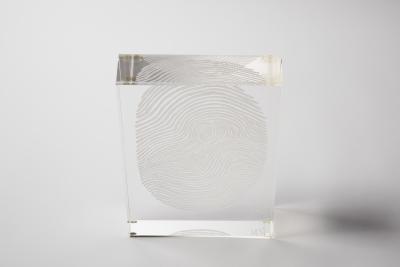 Finger Print Lucite Sculpture by Wolf