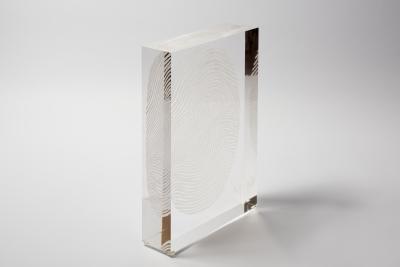 Finger Print Lucite Sculpture by Wolf