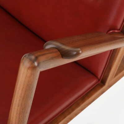 Finn Juhl 1938 Finn Juhl iconic The Grasshopper Chair Indian Red leather walnut