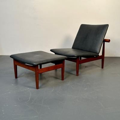 Finn Juhl Finn Juhl Danish Mid Century Modern Japan Lounge Chair and Ottoman Daverkosen