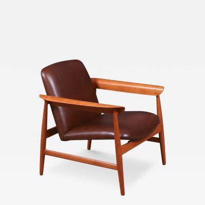 Finn Juhl Finn Juhl Model BO 118 Cognac Leather Teak Lounge Chair