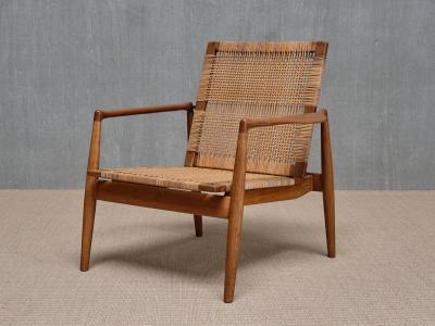 Finn Juhl Finn Juhl SW 96 Armchair in Teak Oak and Cane S ren Willadsen Denmark 1956