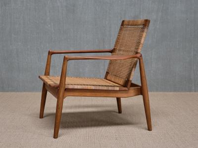 Finn Juhl Finn Juhl SW 96 Armchair in Teak Oak and Cane S ren Willadsen Denmark 1956