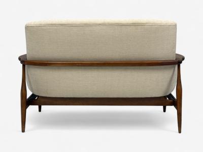 Finn Juhl Finn Juhl Style Danish Modern Wood Beige Fabric Sofa Denmark 1950s
