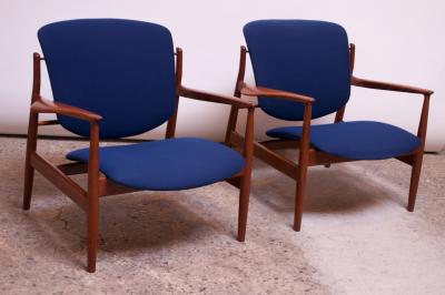Finn Juhl Finn Juhl Teak Lounge Chairs Model FD 136 for France Daverkosen