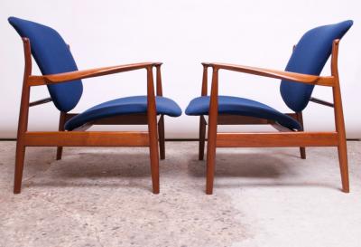 Finn Juhl Finn Juhl Teak Lounge Chairs Model FD 136 for France Daverkosen