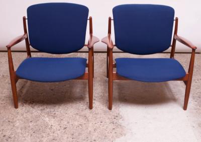 Finn Juhl Finn Juhl Teak Lounge Chairs Model FD 136 for France Daverkosen