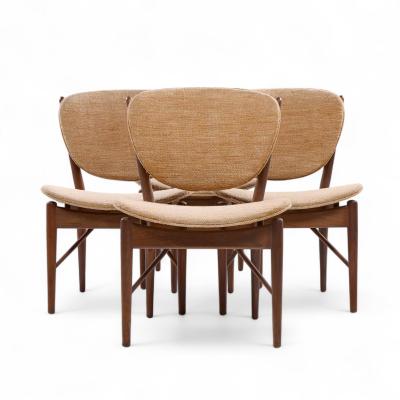 Finn Juhl Finn Juhl for Baker Model 51 Mid Century Walnut Dining Chairs Set of 4