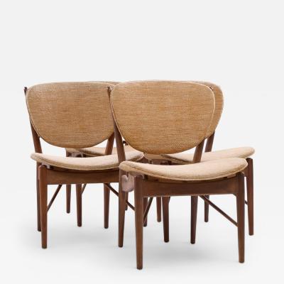 Finn Juhl Finn Juhl for Baker Model 51 Mid Century Walnut Dining Chairs Set of 4