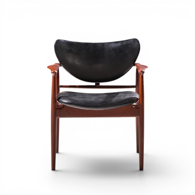 Finn Juhl Finn Juhl for Niels Vodder NV 48 Mid Century Danish Teak Lounge Chairs Pair