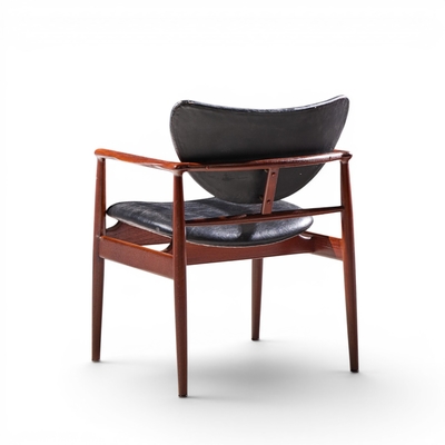 Finn Juhl Finn Juhl for Niels Vodder NV 48 Mid Century Danish Teak Lounge Chairs Pair