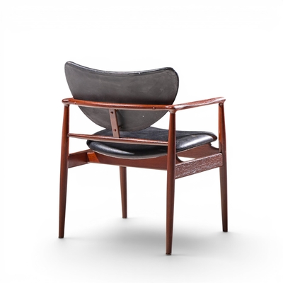 Finn Juhl Finn Juhl for Niels Vodder NV 48 Mid Century Danish Teak Lounge Chairs Pair