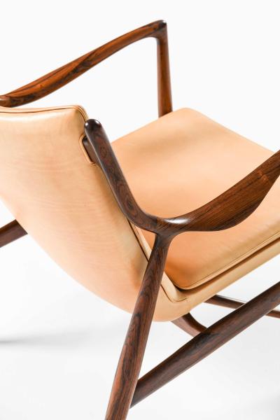 Finn Juhl NV 45 Easy Chair in Rosewood Leather by Finn Juhl 1945