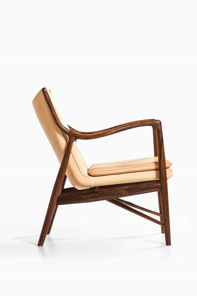 Finn Juhl NV 45 Easy Chair in Rosewood Leather by Finn Juhl 1945