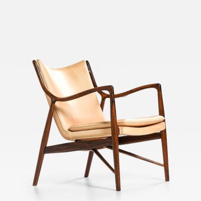 Finn Juhl NV 45 Easy Chair in Rosewood Leather by Finn Juhl 1945