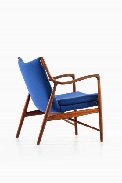 Finn Juhl NV 45 Easy Chair in Teak Leather Wool by Finn Juhl 1945
