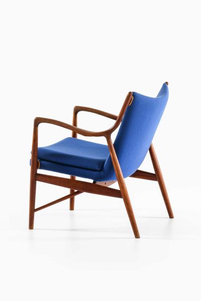 Finn Juhl NV 45 Easy Chair in Teak Leather Wool by Finn Juhl 1945