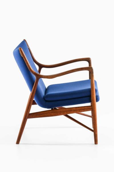 Finn Juhl NV 45 Easy Chair in Teak Leather Wool by Finn Juhl 1945