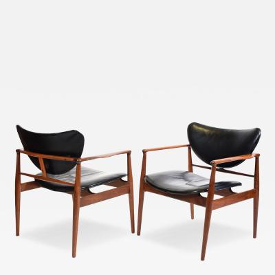 Finn Juhl Pair Finn Juhl Model 48 Walnut Arm Chairs Early Baker Production model 400 1 2