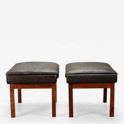 Finn Juhl Pair of Rosewood and Leather Stools by Finn Juhl Denmark 1960s