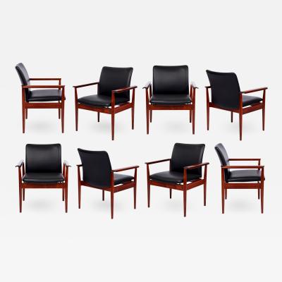 Finn Juhl SET OF 8 FINN JUHL ROSEWOOD DIPLOMAT ARMCHAIRS