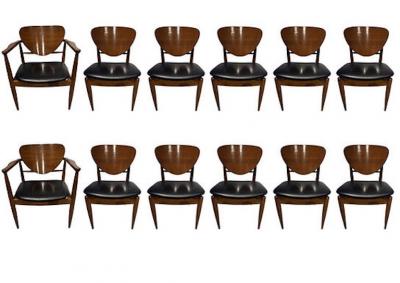 Finn Juhl Set of 12 American Modern Walnut Dining Chairs Finn Juhl for Widdicomb 1950s
