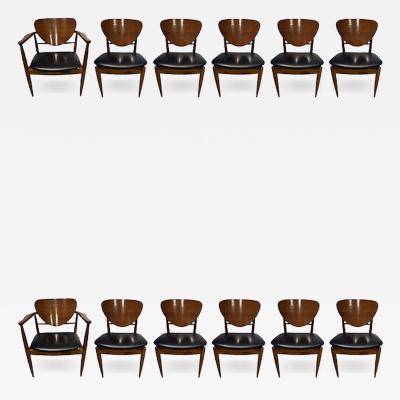 Finn Juhl Set of 12 American Modern Walnut Dining Chairs Finn Juhl for Widdicomb 1950s