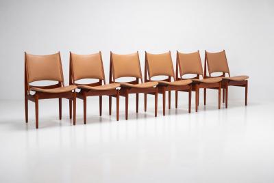 Finn Juhl Set of Six Finn Juhl Egyptian Chairs for Niels Vodder Denmark 1949