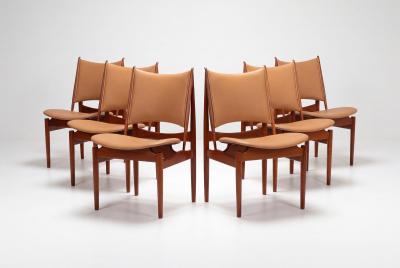 Finn Juhl Set of Six Finn Juhl Egyptian Chairs for Niels Vodder Denmark 1949