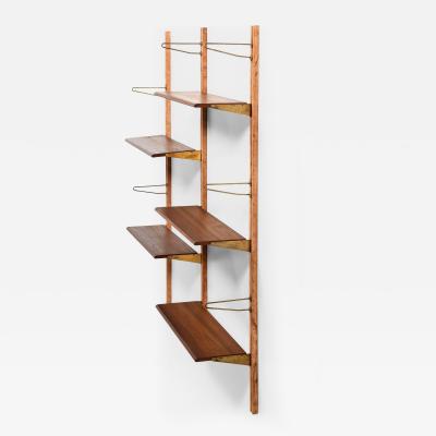 Finn Juhl Wall Mounted Bookcase in Teak Beech and Brass by Finn Juhl 1956