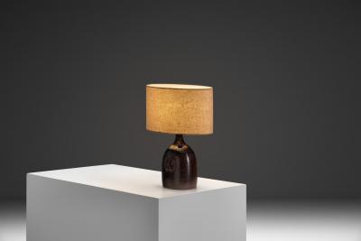Finn Lynggard Dark Stoneware Table Lamp by Finn Lynggaard Denmark Second half of the 20th C