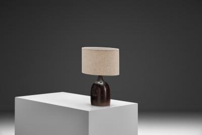 Finn Lynggard Dark Stoneware Table Lamp by Finn Lynggaard Denmark Second half of the 20th C