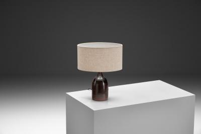 Finn Lynggard Dark Stoneware Table Lamp by Finn Lynggaard Denmark Second half of the 20th C