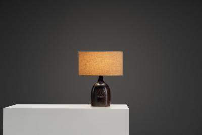 Finn Lynggard Dark Stoneware Table Lamp by Finn Lynggaard Denmark Second half of the 20th C