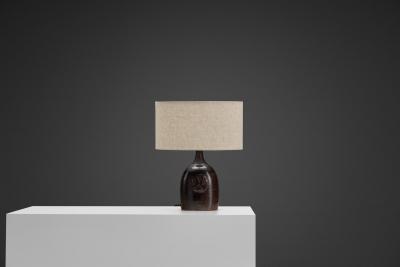 Finn Lynggard Dark Stoneware Table Lamp by Finn Lynggaard Denmark Second half of the 20th C